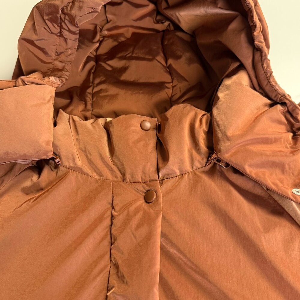 Moussy Puffer Jacket Detachable Hood Insulated Terracotta Free/ One Size - Picture 10 of 15